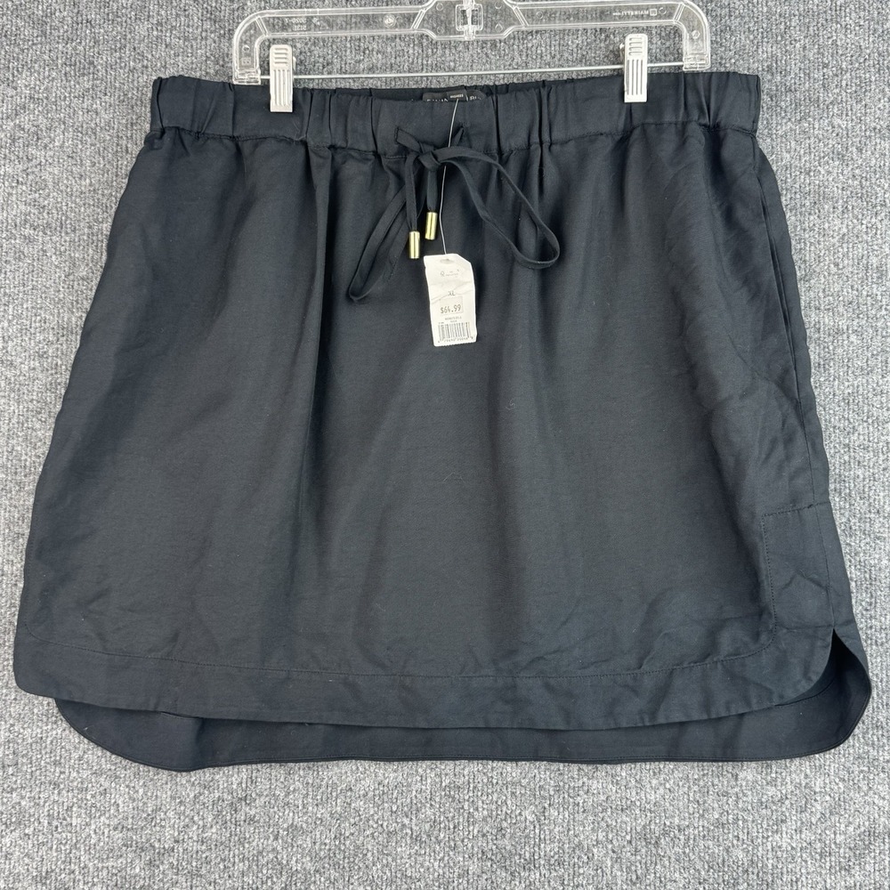Banana Republic Pull On Mini Skirt‎ Womens XL Black Drawstring Casual Modal NWT